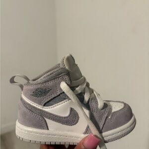 Nike Kids Gray and White High-Top Sneakers